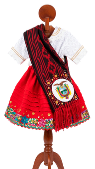 Manto rosa estilo chola cuencana