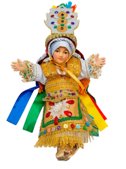 Niño danzante con vestido dorado bordado