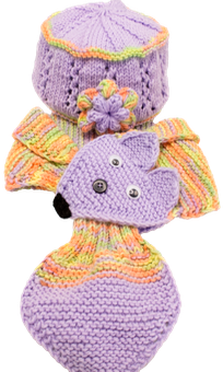 Gorro y bufanda de ratón en tonos pastel