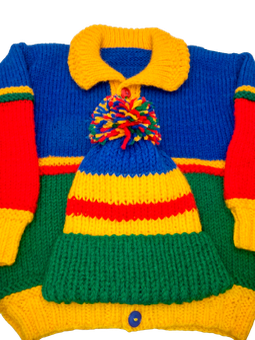 Saco multicolor con gorro a juego